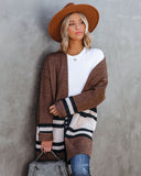 Precious Moments Striped Pocketed Cardigan - Coffee - FINAL SALE Ins Street