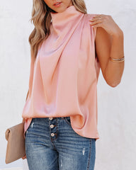 Prestige Satin Cowl Neck Blouse - Peach Ins Street