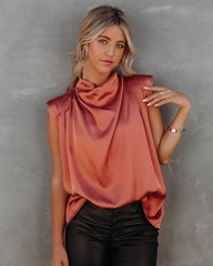 Prestige Satin Cowl Neck Blouse - Terracotta - FINAL SALE Ins Street