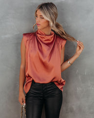 Prestige Satin Cowl Neck Blouse - Terracotta - FINAL SALE Ins Street