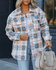 Pullman Plaid Button Down Shacket - Oatmeal - FINAL SALE Ins Street