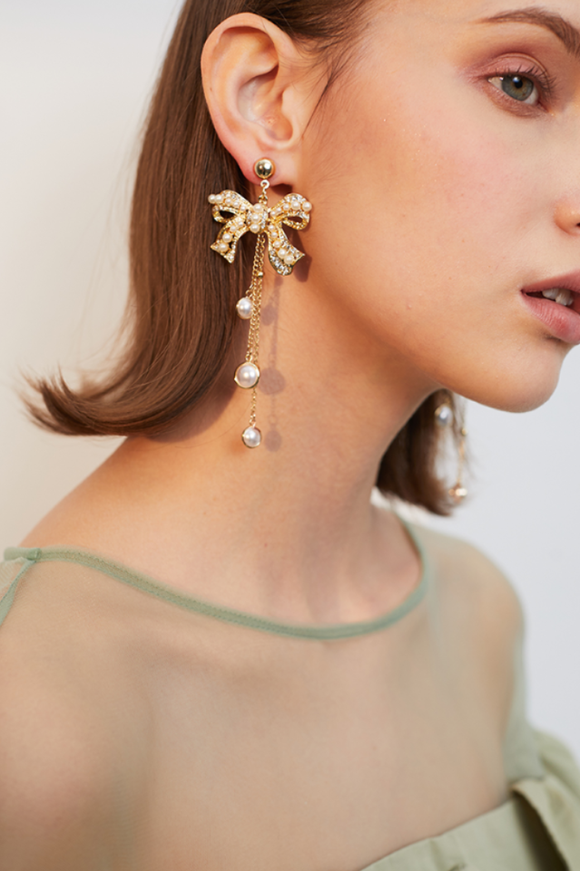 Bow Shape Drop Earrings Ins Street