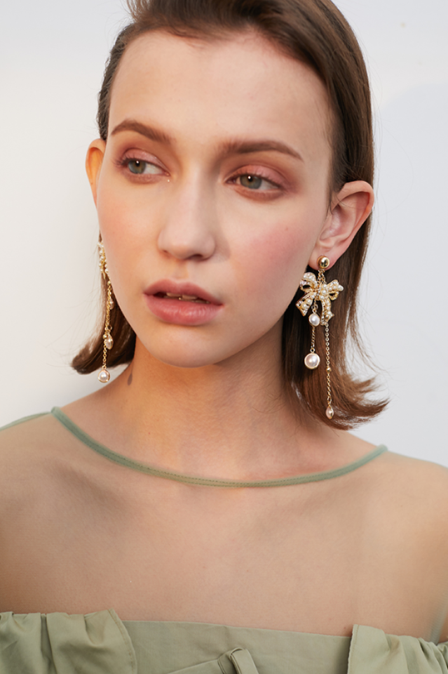 Bow Shape Drop Earrings Ins Street