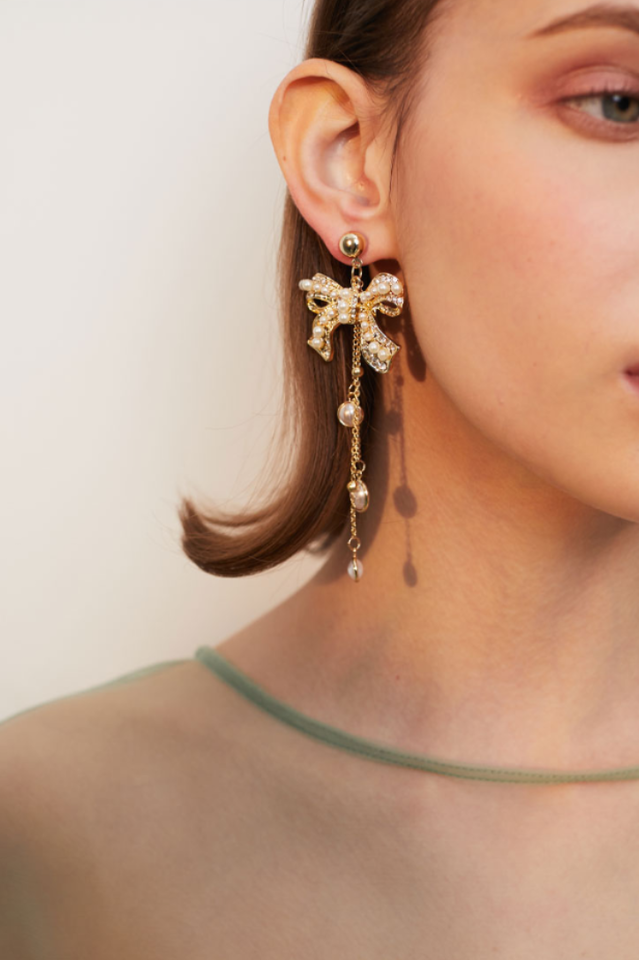 Bow Shape Drop Earrings Ins Street