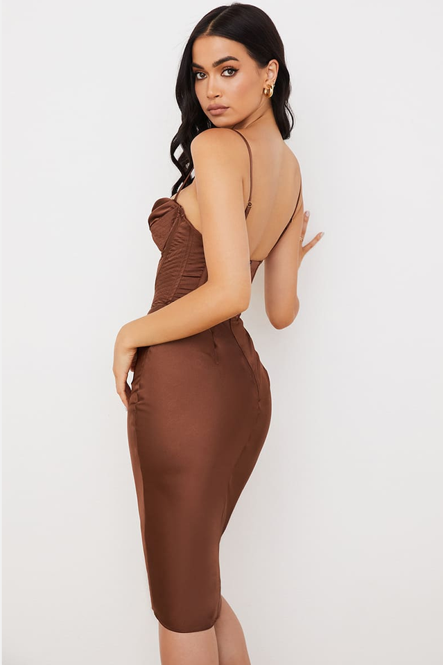 Absolute Elegance Satin Corset Midi Dress Ins Street