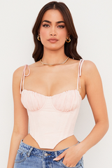 Chiffon Gathered Bust Cropped Corset Ins Street