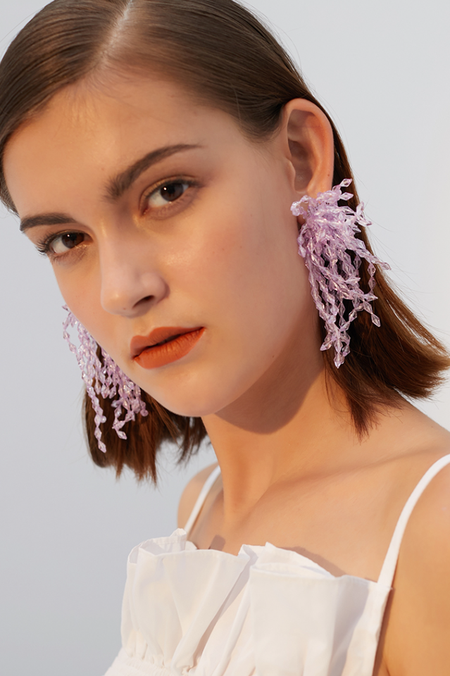 Lavender Diamond Earrings Ins Street