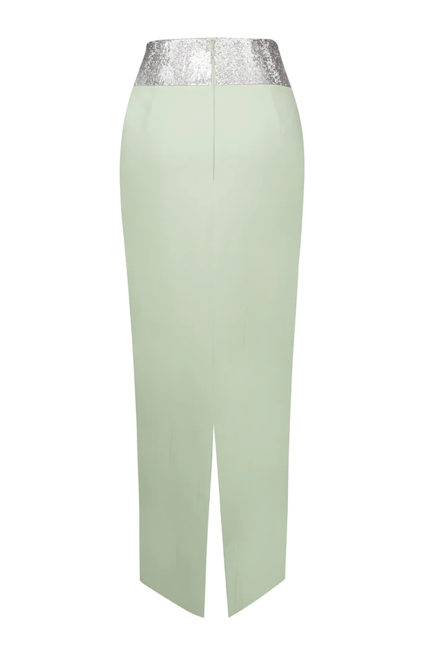 Uriel Mint Crop Top+Uriah Crystal Pencil Skirt Ins Street