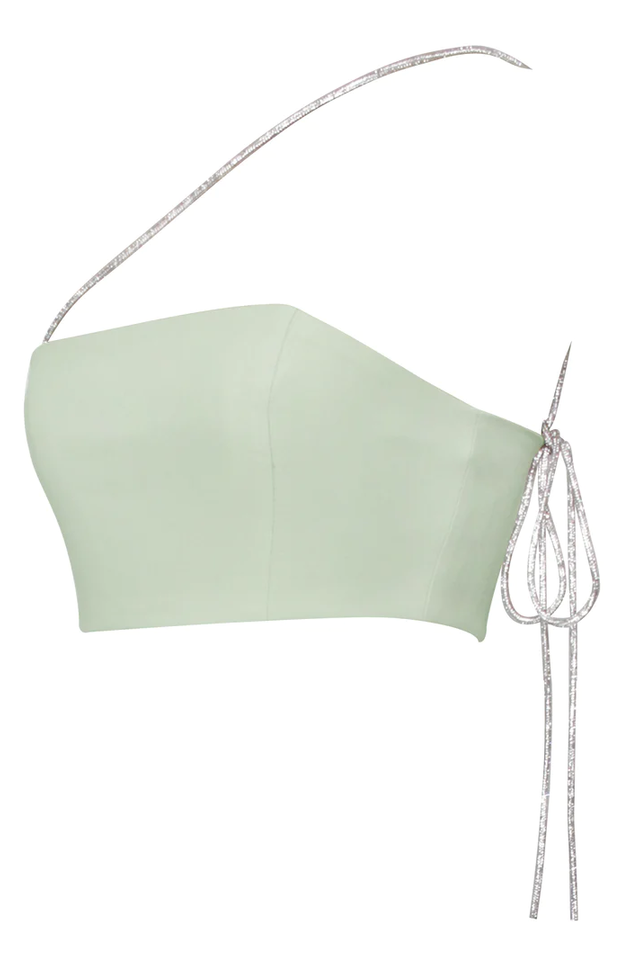 Uriel Mint Crop Top+Uriah Crystal Pencil Skirt Ins Street