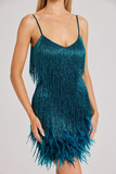 Yvonne Sequin Feather Cocktail Dress Ins Street
