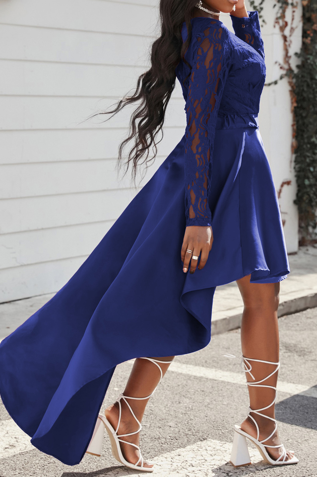 Floral Lace Satin Maxi Prom Dress INS STREET