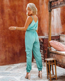Quince Pocketed Satin Utility Jumpsuit - Mineral Blue - FINAL SALE Ins Street