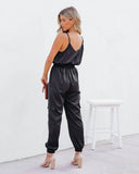 Quince Pocketed Satin Utility Jumpsuit - Black Ins Street