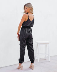 Quince Pocketed Satin Utility Jumpsuit - Black Ins Street