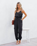 Quince Pocketed Satin Utility Jumpsuit - Black