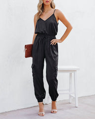 Quince Pocketed Satin Utility Jumpsuit - Black Ins Street