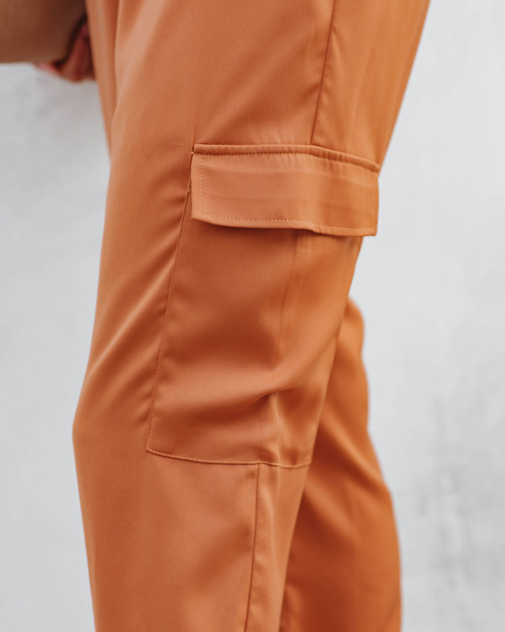 Quince Pocketed Satin Utility Jumpsuit - Rust Ins Street