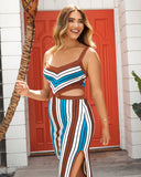 Radical Striped Shimmer Cutout Midi Dress - FINAL SALE Ins Street