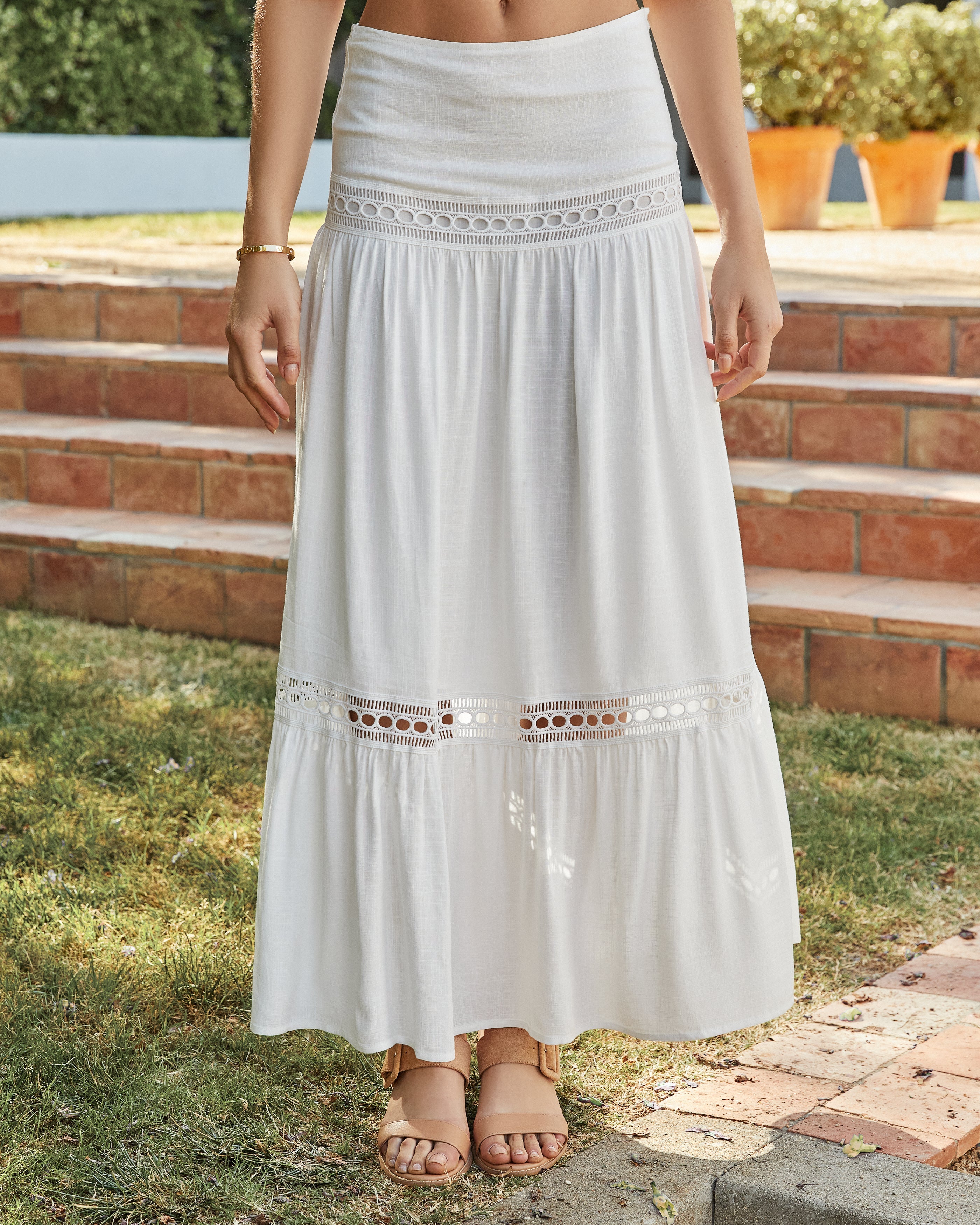 Rosemead Crochet Tiered Maxi Skirt Ins Street