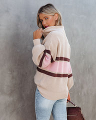 Raeya Striped Half Zip Knit Sweater - Oat - FINAL SALE Ins Street