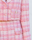 Rayanne Pocketed Crop Tweed Blazer - Pink Ins Street