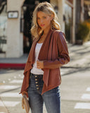 Regina Drape Knit Faux Leather Jacket - Brown - FINAL SALE Ins Street