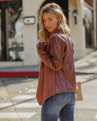 Regina Drape Knit Faux Leather Jacket - Brown - FINAL SALE Ins Street