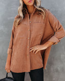 Reilly Corduroy Button Down Pocket Top - Camel Ins Street