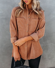 Reilly Corduroy Button Down Pocket Top - Camel Ins Street