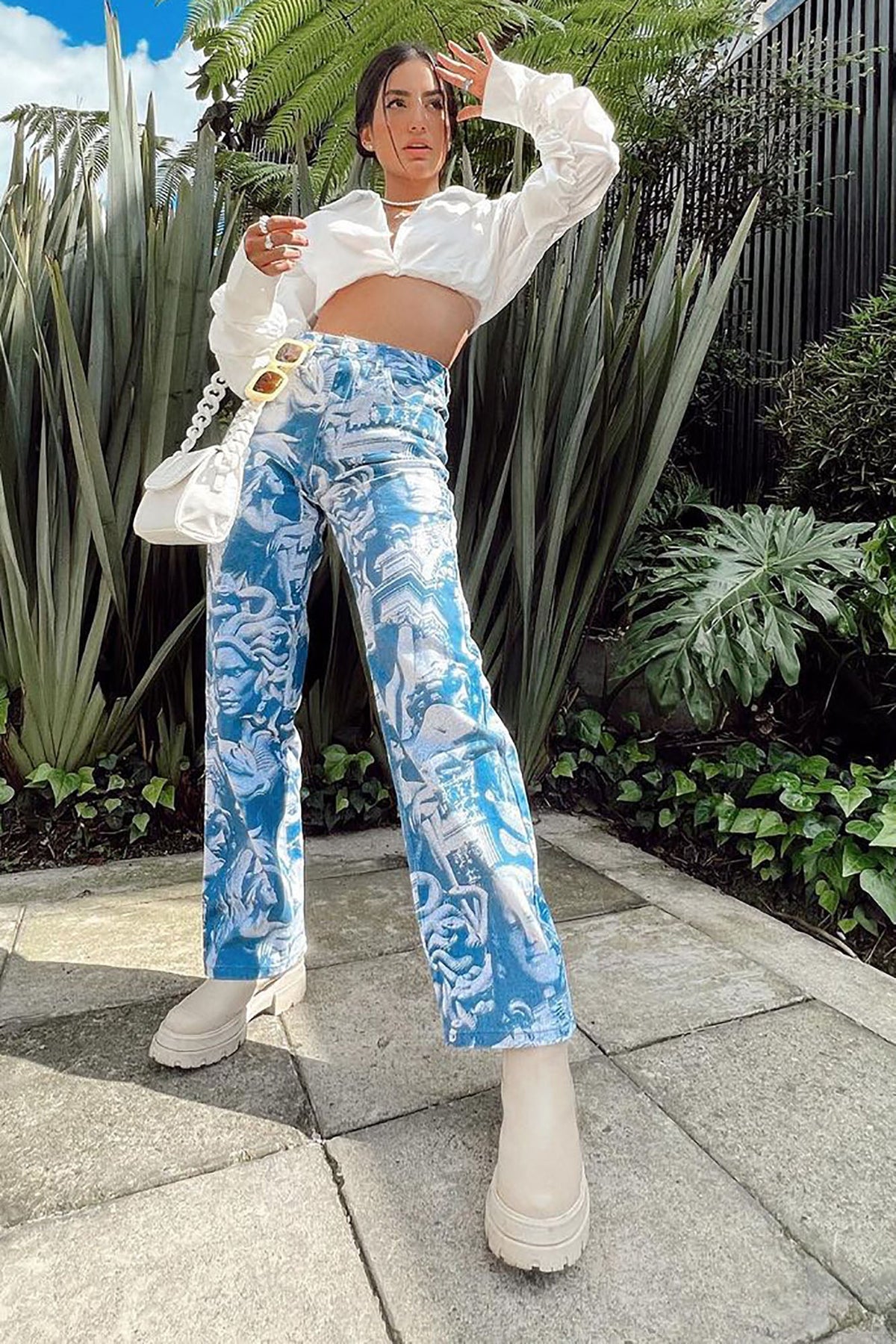 Renaissance Printed Straight Leg Jeans - Blue/combo Ins Street