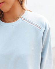 Restore Cotton Cutoff Zip Pullover - Light Blue - FINAL SALE Ins Street