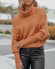 Rikki Cold Shoulder Turtleneck Knit Sweater - Paprika - FINAL SALE Ins Street