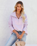 Rina Cotton Blend Pocketed Half Zip Pullover - Lilac Ins Street