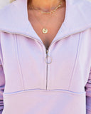 Rina Cotton Blend Pocketed Half Zip Pullover - Lilac Ins Street