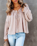 River Bend Peasant Blouse - Oatmeal Ins Street