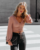 Rizo Ruched Metallic Crop Top - Taupe Ins Street