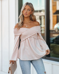 Rosie Smocked Off The Shoulder Top - Sandshell Ins Street