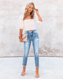 Rossi Cotton Polka Dot Puff Sleeve Top Ins Street