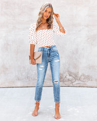 Rossi Cotton Polka Dot Puff Sleeve Top Ins Street