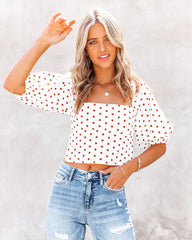 Rossi Cotton Polka Dot Puff Sleeve Top Ins Street