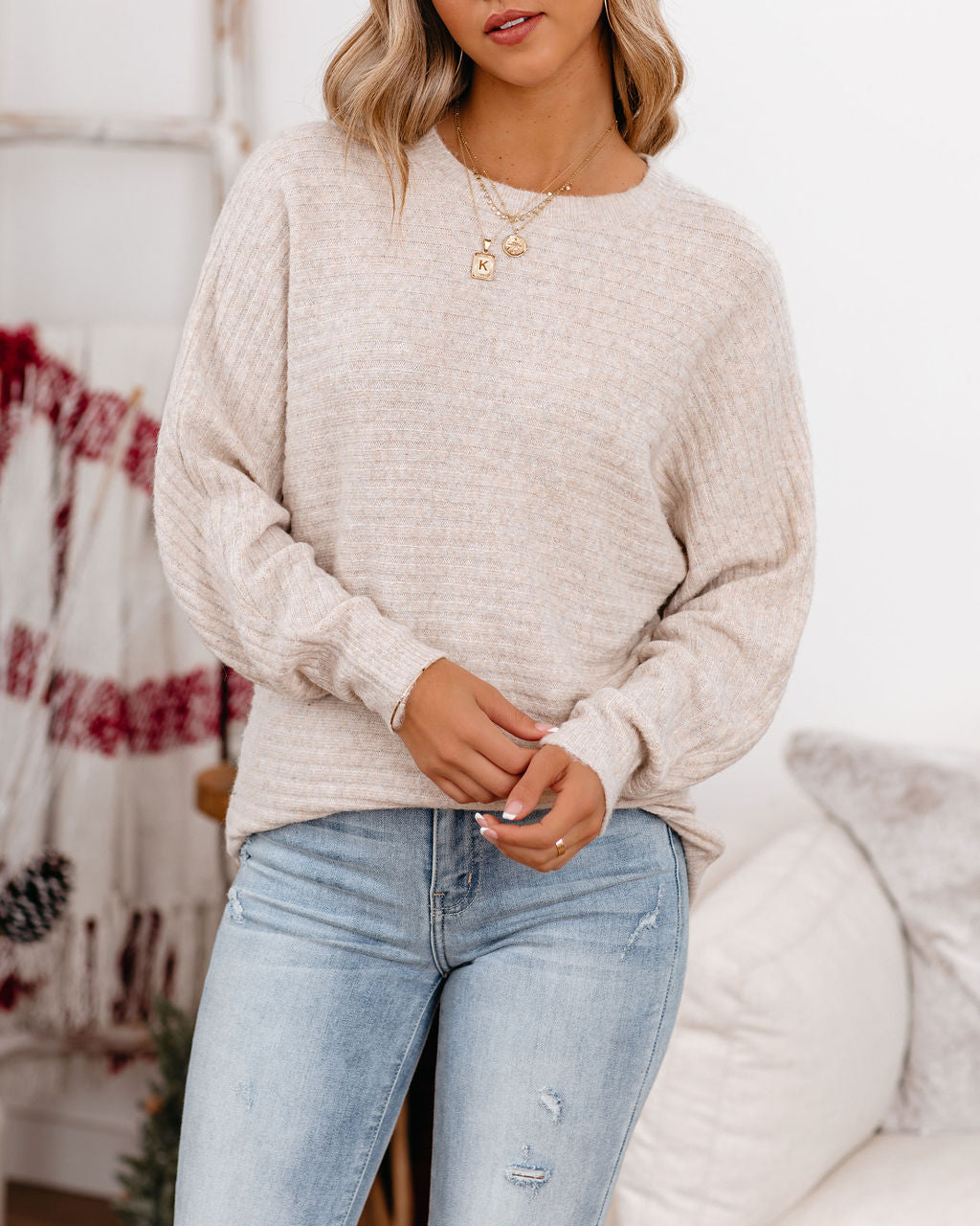 Rudy Ribbed Dolman Sweater - Oatmeal Ins Street