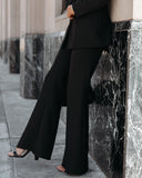 Runway Pocketed Belted Flare Trousers - Black Ins Street