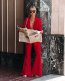 Runway Pocketed Belted Flare Trousers - Red Ins Street