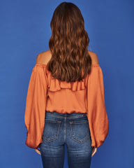 Sevyn Balloon Sleeve Off The Shoulder Blouse - Burnt Orange Ins Street