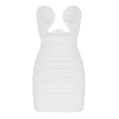 Strapless Sleeveless Wrinkled Mini Bodycon Dress Ins Street