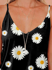 V-Neck Strap With Small Daisy Print Tank Tops Ins Street