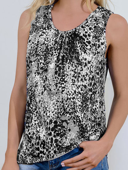 V-neck Sleeveless Print Classic Retro Casual Tank Top Ins Street