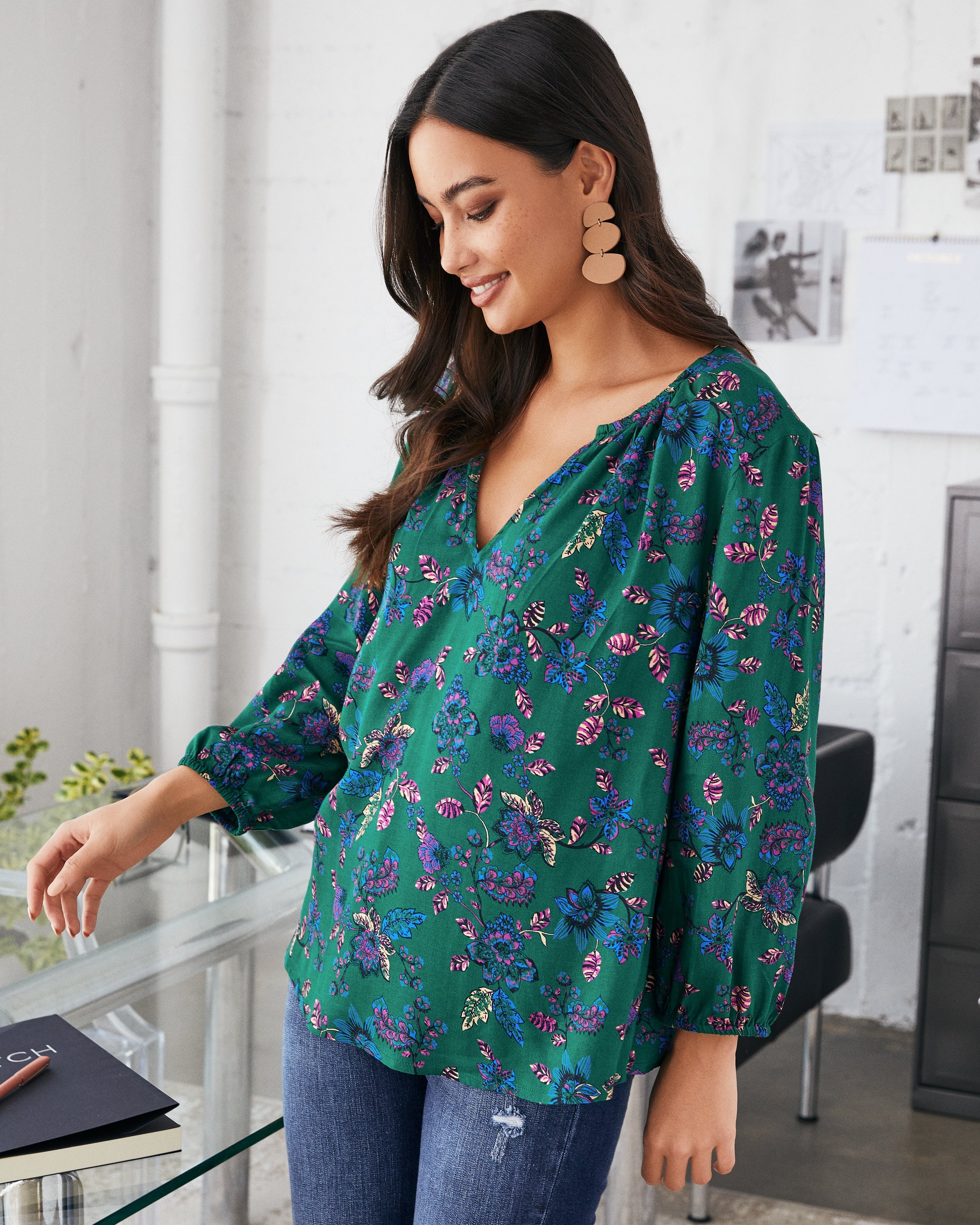 Sundale Floral Split Neck Blouse - FINAL SALE Ins Street