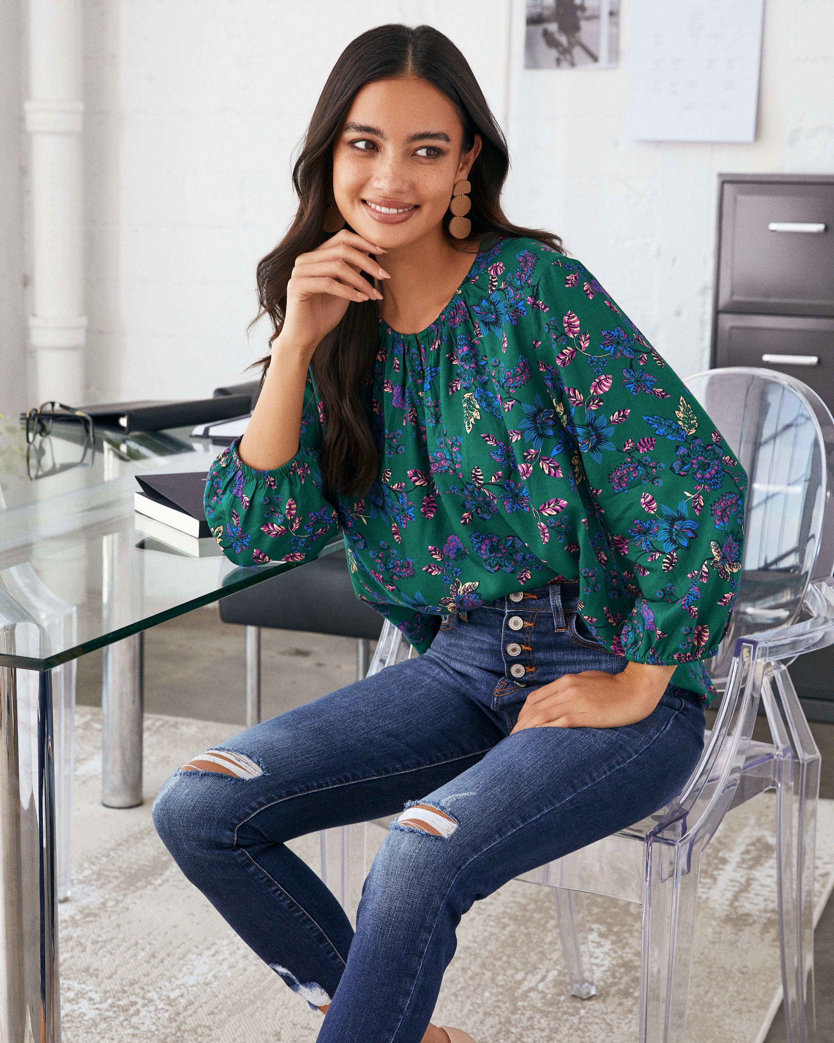 Sundale Floral Split Neck Blouse - FINAL SALE Ins Street