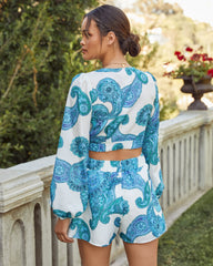 Surrounded By Sea Paisley Tie Front Crop Top - FINAL SALE Ins Street